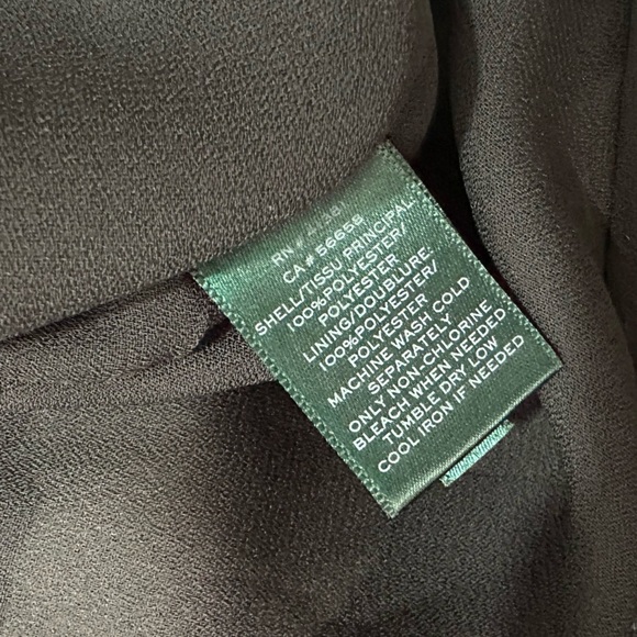 Lauren Ralph Lauren Sz 14 Mini Dress Tunic Black Floral V Neck Side Pockets - Picture 9 of 11